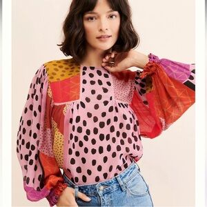 Anthropologie by Black London Multicolored Patchwork Peasant Boho